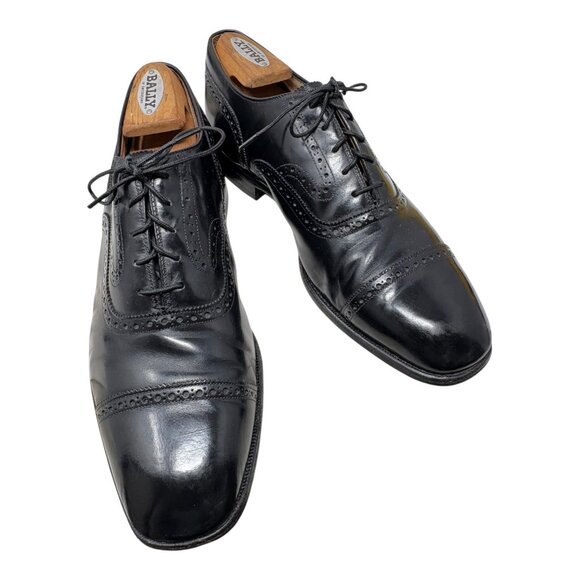 Johnston and Murphy Black Leather Cap Toe Brogue Oxfords - Picture 9 of 11